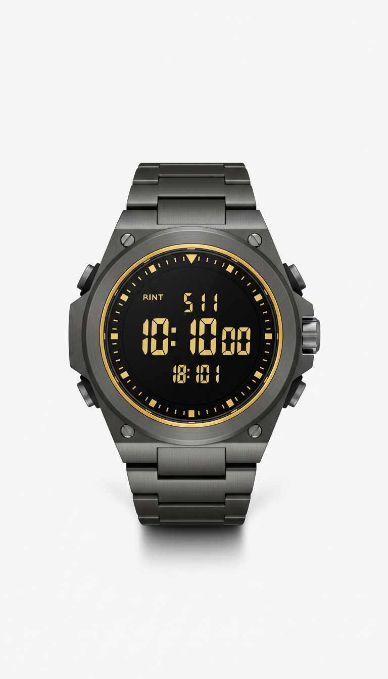 Reloj deportivo gris industrial digital